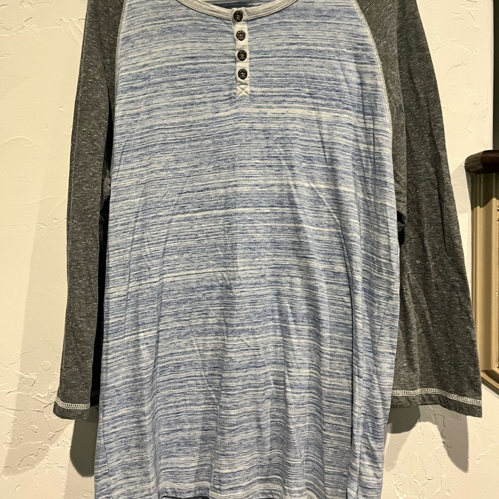 BKE Blue and Gray Long Sleeve Henley